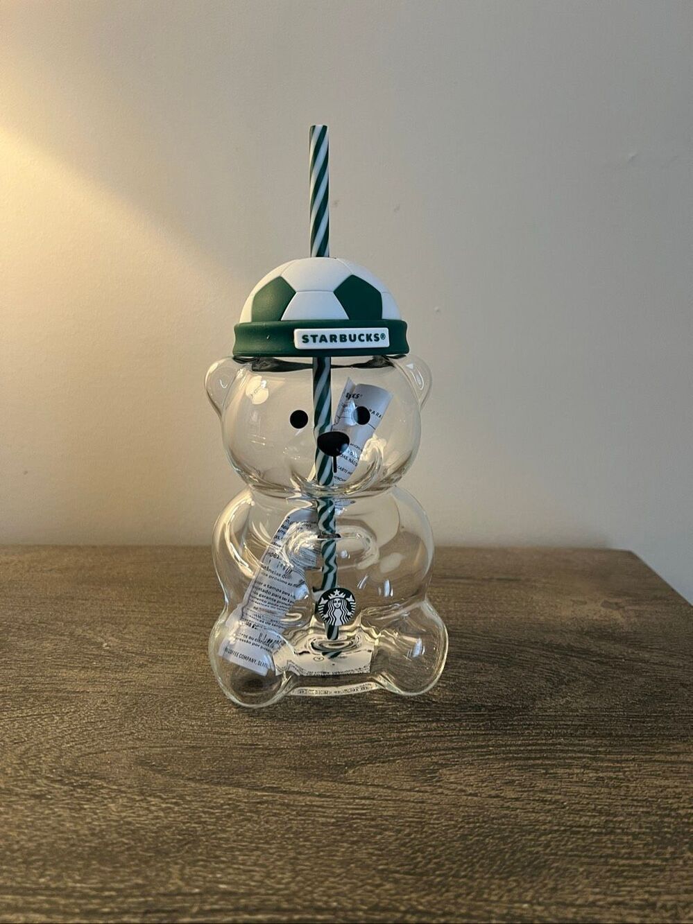 Starbucks Limited Edition Bearista Football Glass Cold Cup 20 oz | NWT Rare Coll